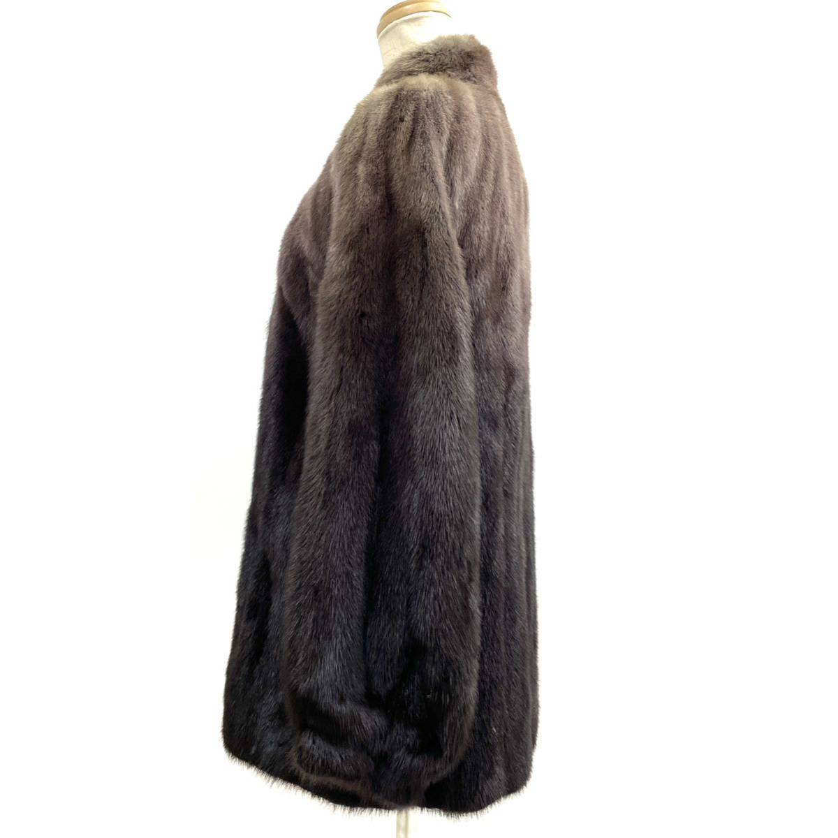 【七福】fk1064 Japan Fur セミロングコート デザインコート ミンクコート カラーミンク 珍色 貂皮 mink身丈 約 70cm_画像2