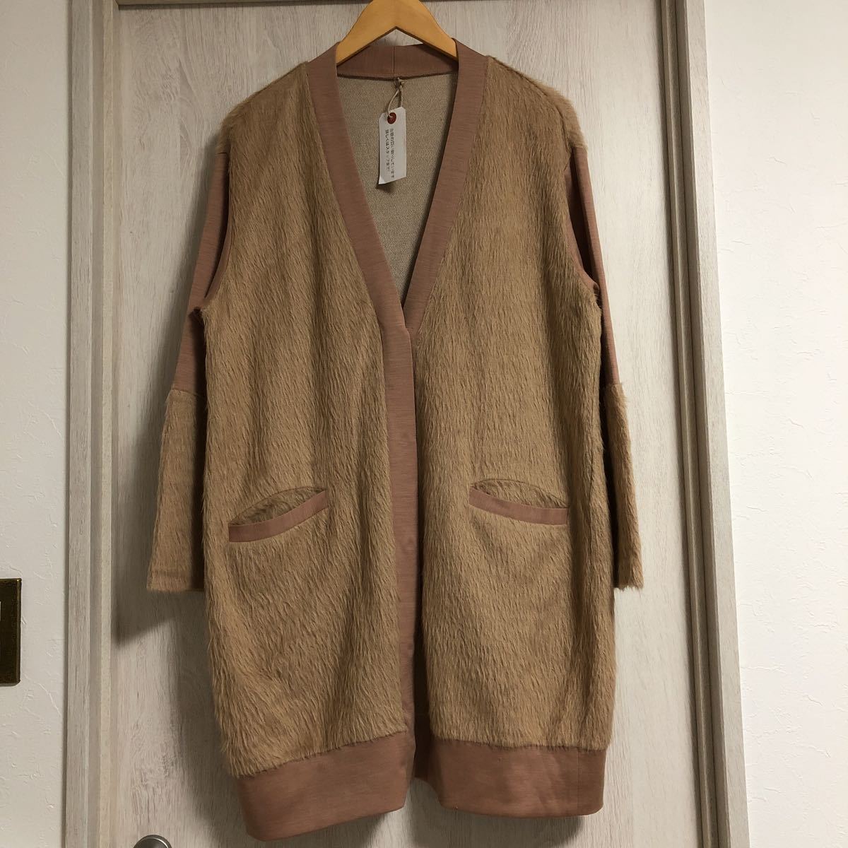 (k) ISSEY MIYAKE HAAT HEART イッセイミヤケ アルパカ ウール カーディガン ジャケットコート サイズ2 ベージュ