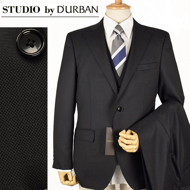 *STUDIO by D\'URBAN Studio bai Durban * autumn winter [ three-piece ]mi carrier ya pattern Super100\'S wool suit . ash /AB5