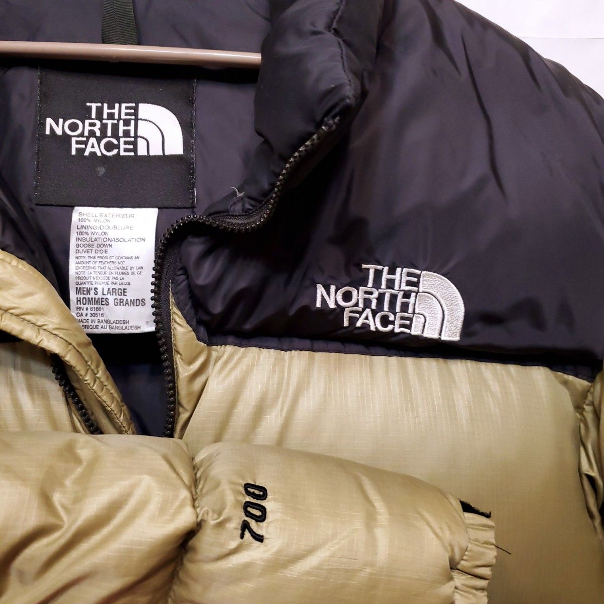 US L THE NORTH FACE NUPTSE ヌプシ 700 ダウンジャケット カーキ
