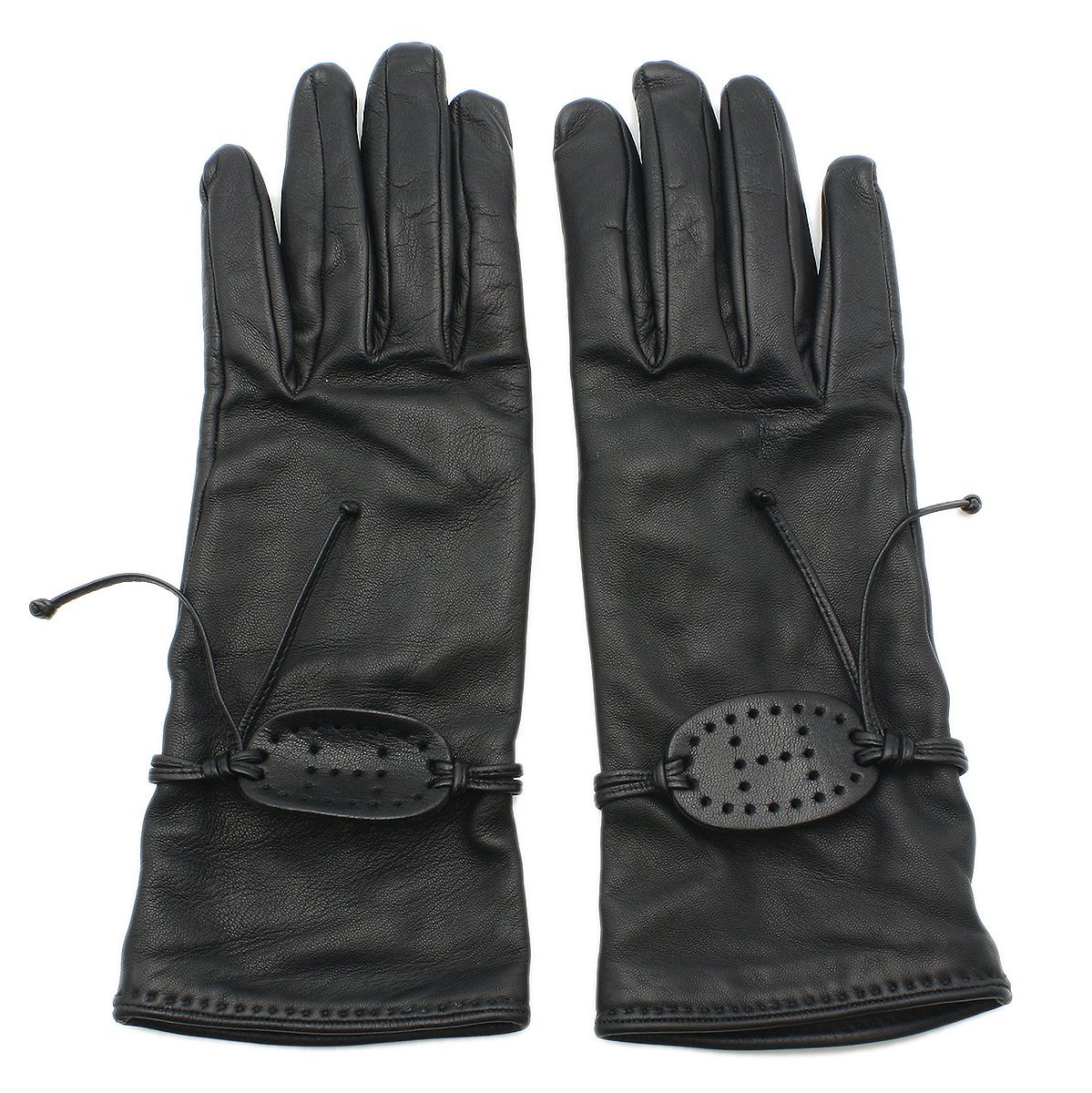 Y1875 美品 エルメス レザー Hロゴ グローブ 手袋 革手袋-