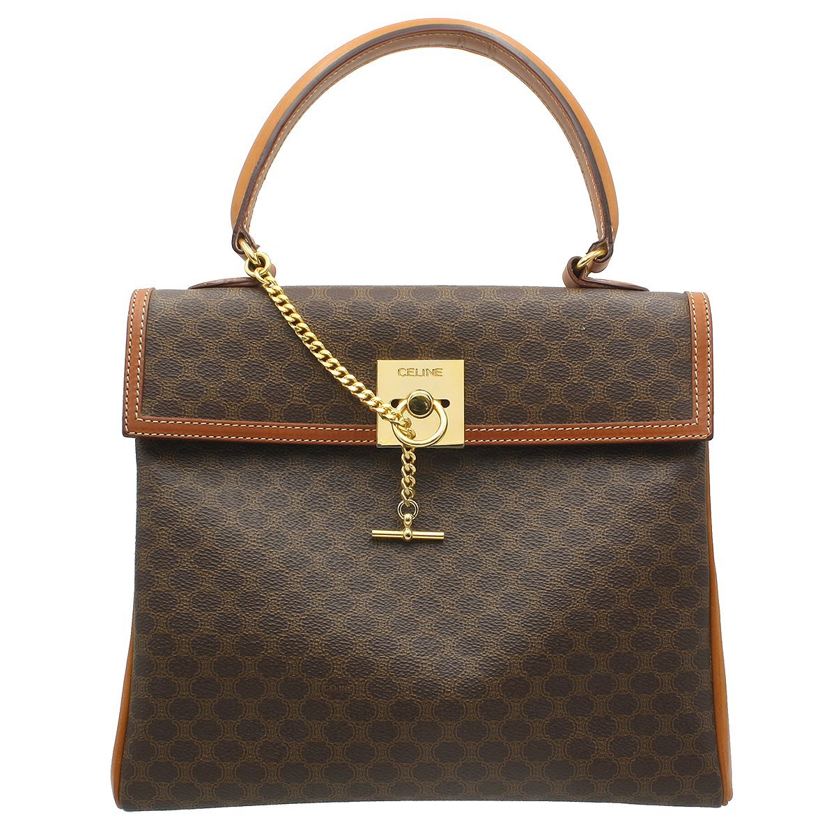 激安の 良好 ★Y1662 セリーヌ レディース★ ヴィンテージ CELINE ブラウン×ゴールド金具 M13 ハンドバッグ PVCxレザー マカダム柄 ハンドバッグ 激安の 良好 ★Y1662 セリーヌ レディース★ ヴィンテージ CELINE ブラウン×ゴールド金具 M13 ハンドバッグ PVCxレザー マカダム柄 ハンドバッグ