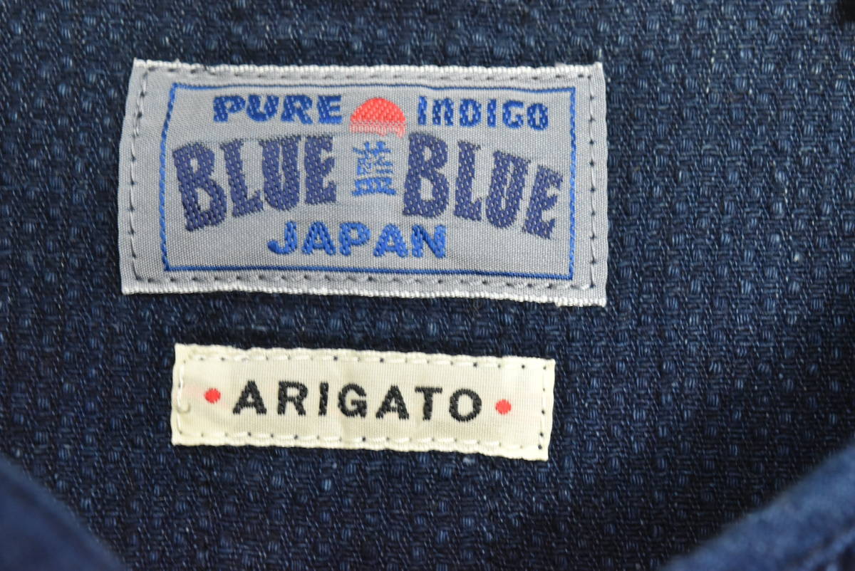 Blue Blue　ブルーブルー　シャツコート ショップコート　ARIGATO　藍　indigo 　刺子　刺し子　ハリラン　聖林公司　薄手　71L6_画像7