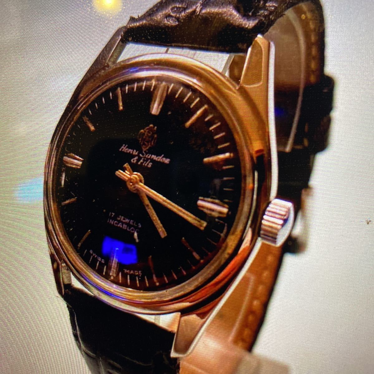 少し豊富な贈り物 ビンテージスイス製ヘンリーサンドス腕時計メンズ　手巻き アナログ（手巻き）