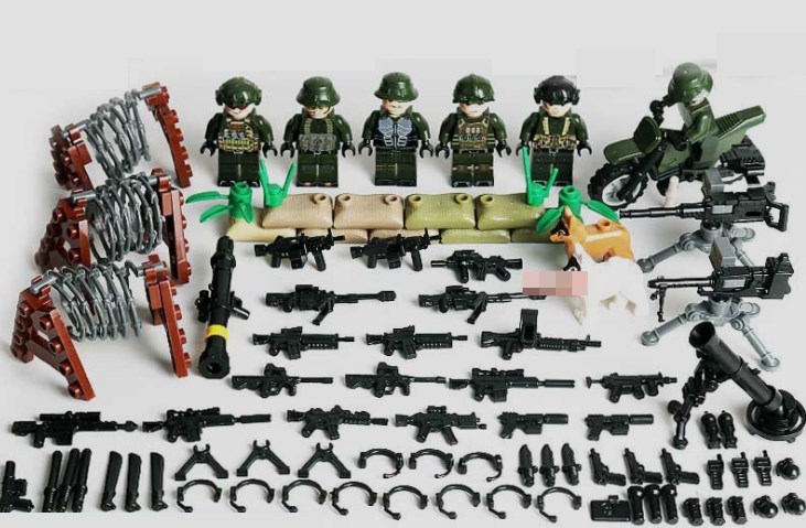 野戦部隊6体　バイク武器つきセット　戦争軍人軍隊マンミニフィグ LEGO 互換 ブロック ミニフィギュア レゴ 互換t30_画像1