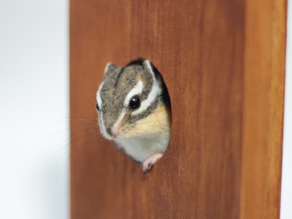 risumochi シマリス 羊毛フェルト ハンドメイド 動物 栗鼠 アニマル ディスプレイ インテリア オブジェ 壁掛け_画像4