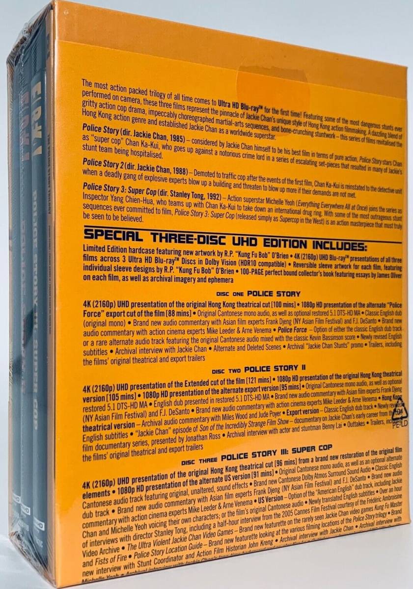 ジャッキー・チェン/『The Police Story Trilogy [Limited Edition Box Set] 4K Ultra HD (Blu-ray)』/3枚組/イギリス発売(初回限定版)_画像2