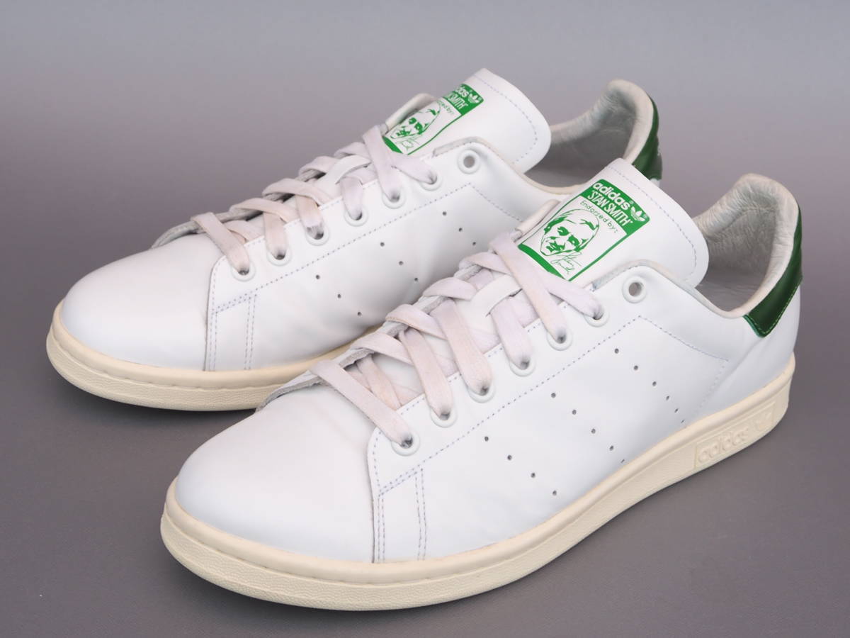 レア!! 29cm 限定 14年 adidas Originals STAN SMITH スタンスミス ガラスレザー 白 x 緑 天然皮革_画像2