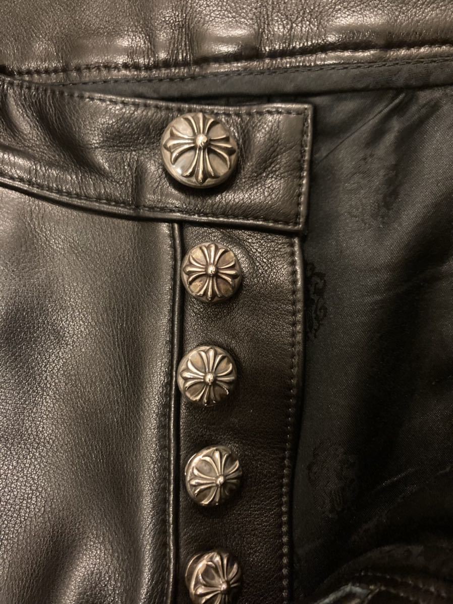 CHROME HEARTS クロムハーツ 美品 レザーパンツ 5POKET フレアニー カーフレザー 希少 SIZE 30 パンツ レザー_画像3