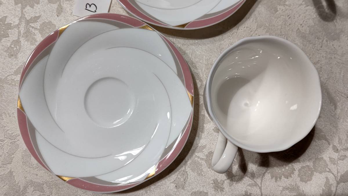 Bセット 廃番 ノリタケ　noritake シフォン chiffon コーヒーカップ（7.5×7㎝）＆ソーサー（14.5㎝）3客セット