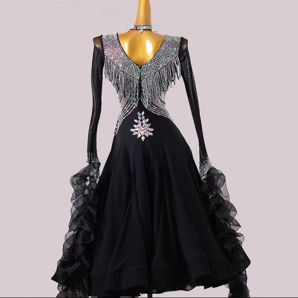 大人も着やすいシンプルファッションその他スポーツダンス/バレエ 401 豪華 立体感 社交ダンスドレス 新品 高品質