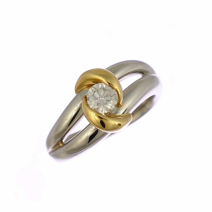 プラチナ900 リング K18イエローゴールド ダイヤモンド 11号 指輪
