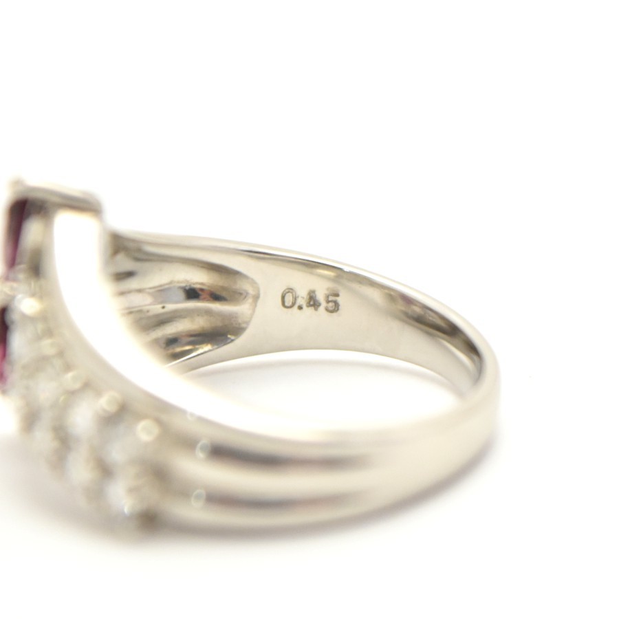 リング プラチナ900 ルビーガーネット ダイヤモンド 0.45ct 13号