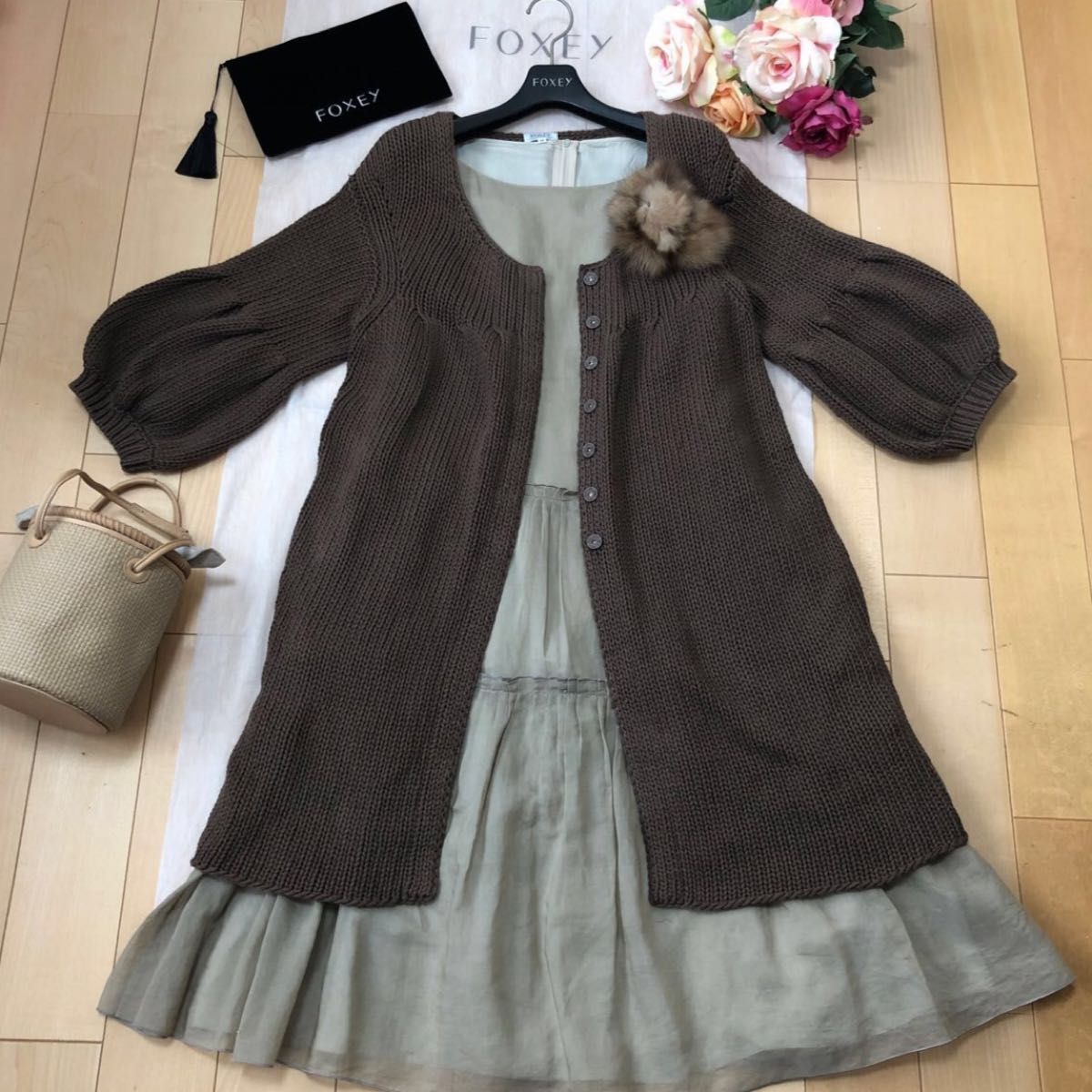 フォクシー 白 ニットフレアワンピース Foxey - greatriverarts.com