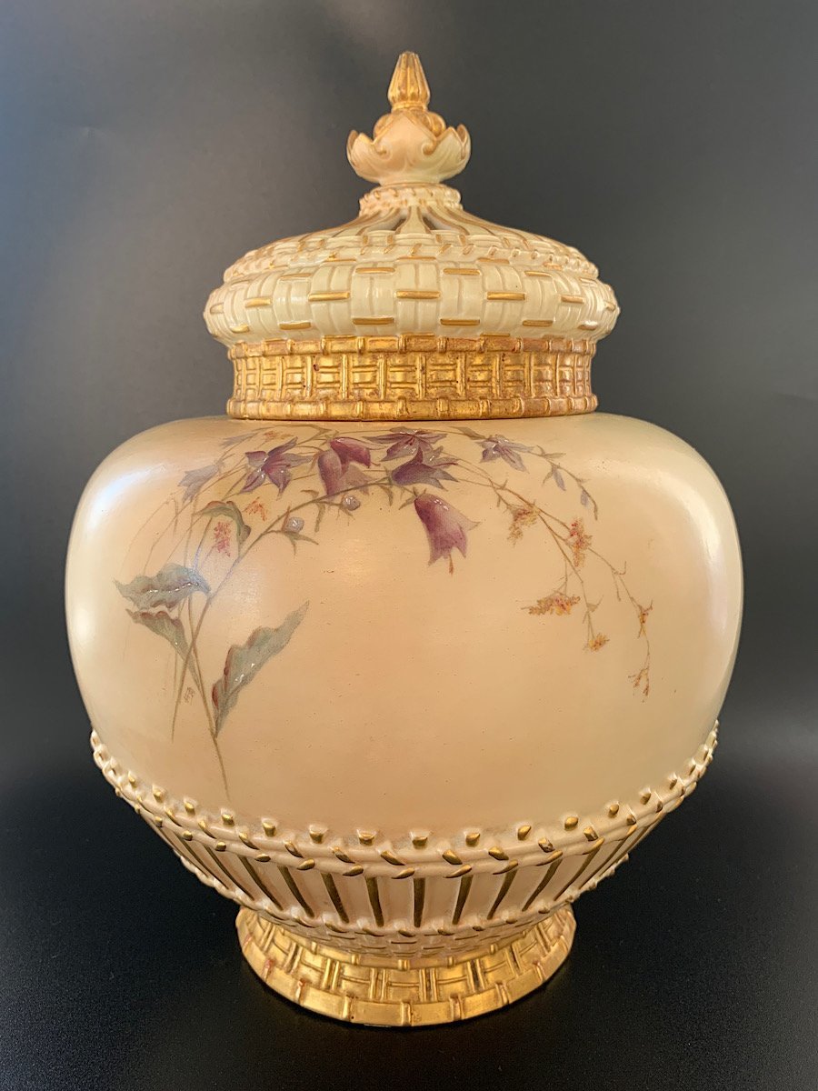 [ супер редкий! американский прямой импорт!] Royal Worcester античный 1893 год производства 129 год пересечь! brush слоновая кость . pot 