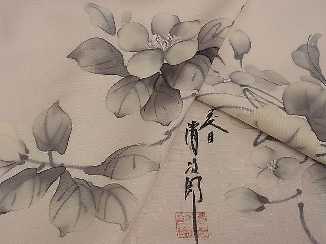 激安本物 着物屋こころ□二代目清次郎 手描き 上質な小紋 枝花文 着丈