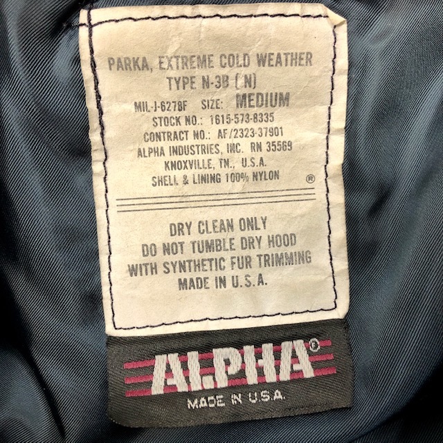 USA古着 80s USA製 ALPHA N-3B ミリタリー フライトジャケット L USA古着 80s USA製 ALPHA N-3B ミリタリー フライトジャケット L