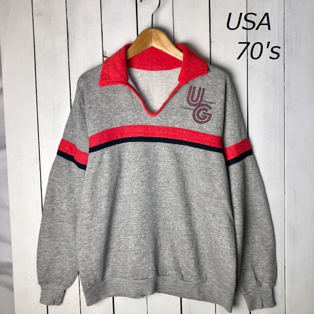 【通販 人気】 USA古着 70s ジョージア大学 襟付きスッキパーカレッジスウェット S~M グレー赤 オールド ヴィンテージ アメリカ古着 ライトオンス ●162 Mサイズ 【通販 人気】 USA古着 70s ジョージア大学 襟付きスッキパーカレッジスウェット S~M グレー赤 オールド ヴィンテージ アメリカ古着 ライトオンス ●162 Mサイズ
