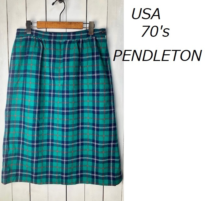 破格値下げ】 14 チェックウールロングスカート PENDLETON USA製 70s