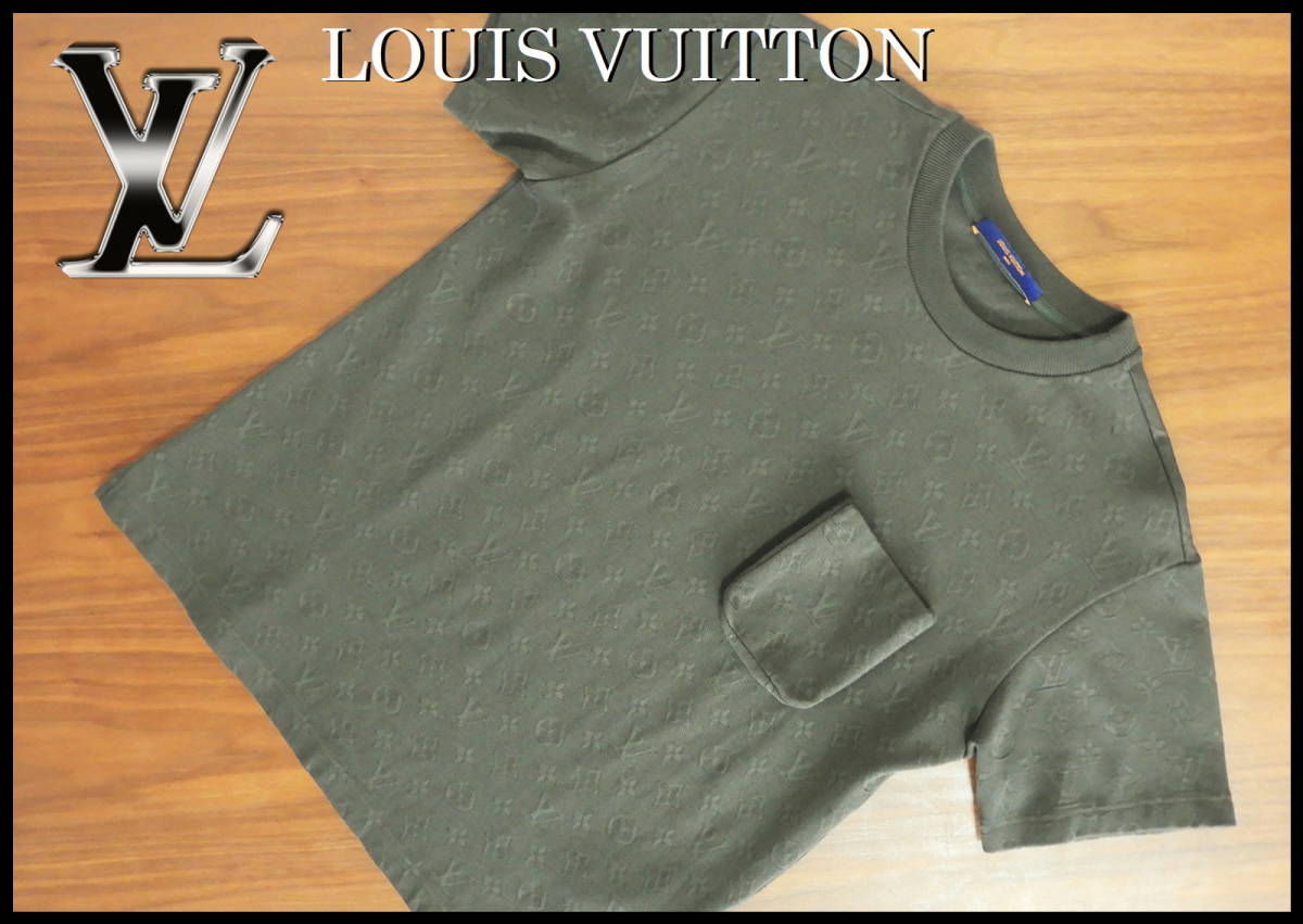 国内正規品 LOUIS VUITTON モノグラム 3Dポケット Tシャツ ルイヴィトン カーキ メンズ S ジャケット 美品 バッグ マルチ ライトニング