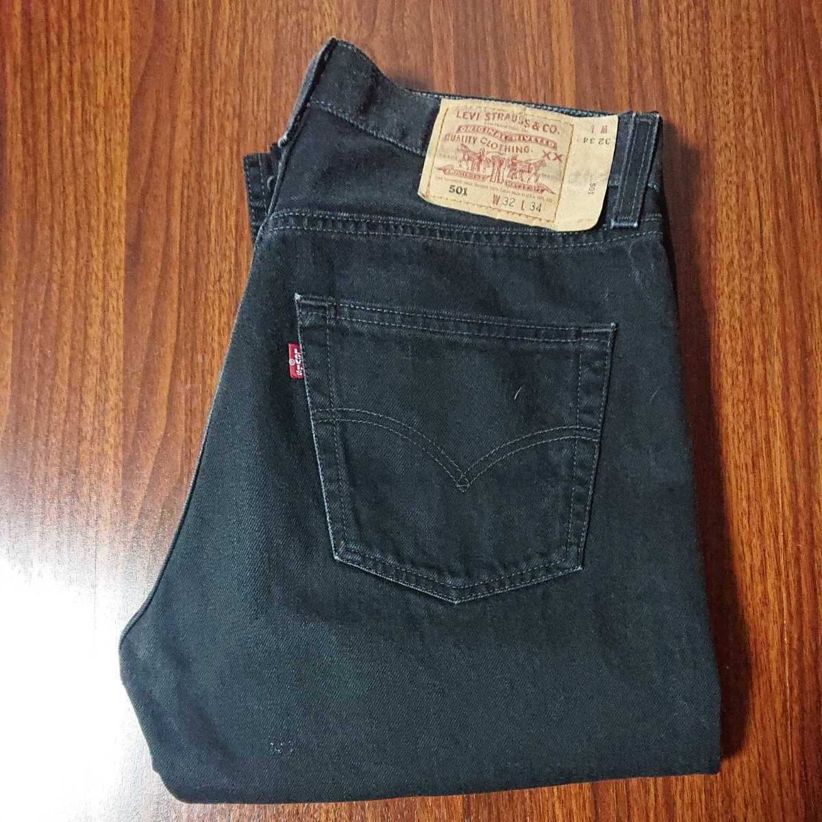 ヤフオク! - リーバイス501 USA製 ブラックデニム 先染め 後染め...