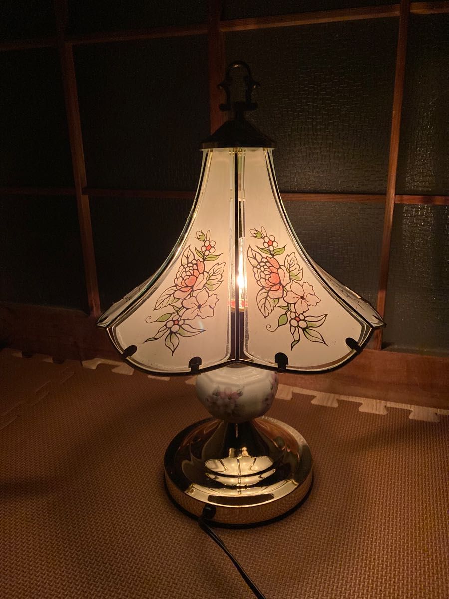 未使用 レトロ アンティークライトスタンド 花模様 タッチセンサー