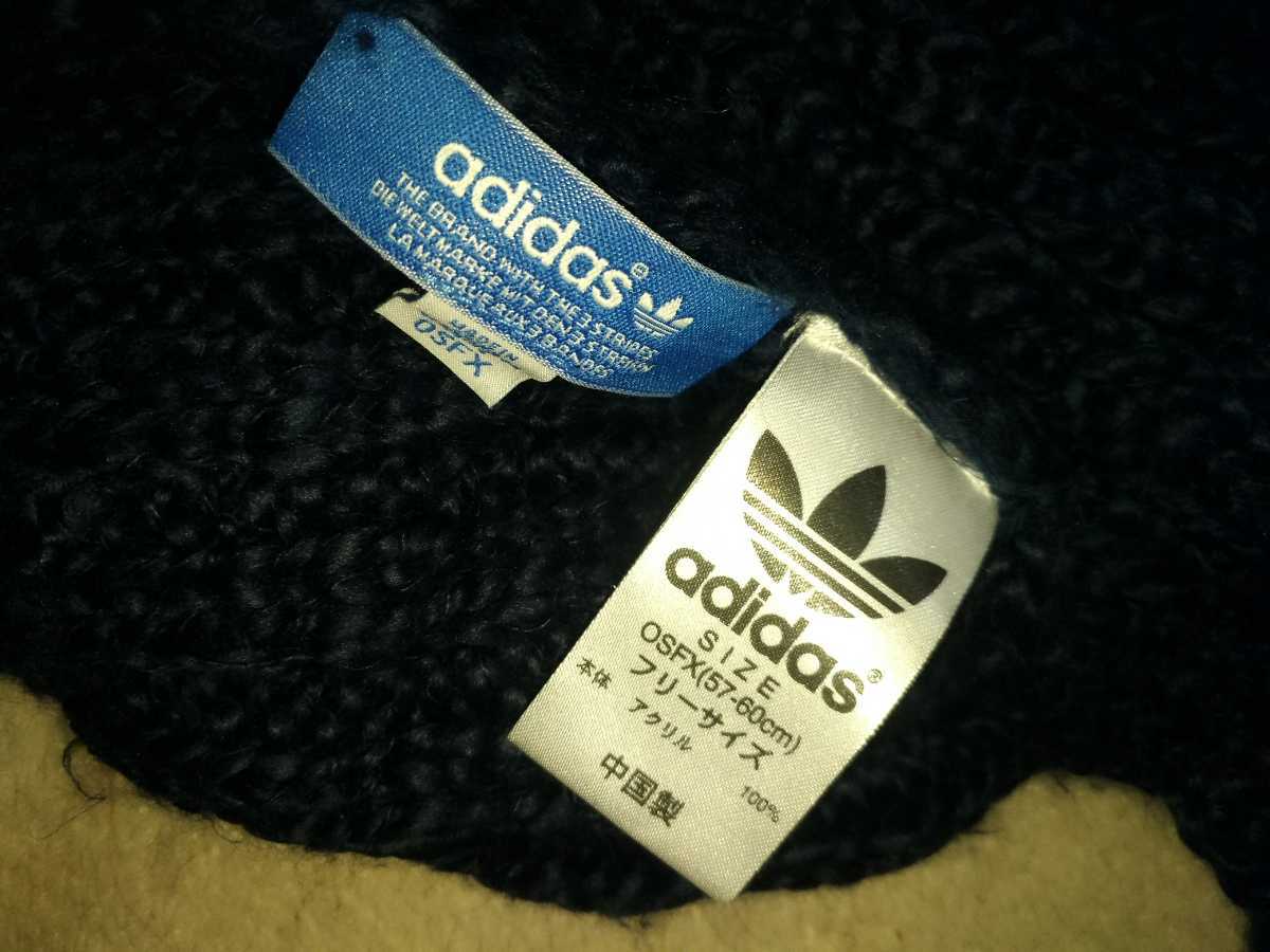adidas originals Adidas Originals cable knitted muffler sizeF navy lady's / men's nappy moheya style 