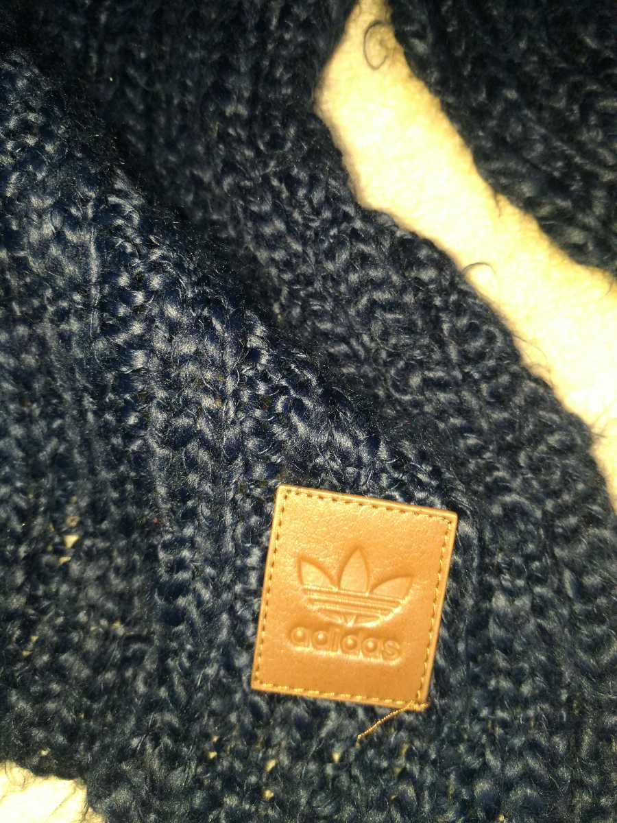 adidas originals Adidas Originals cable knitted muffler sizeF navy lady's / men's nappy moheya style 