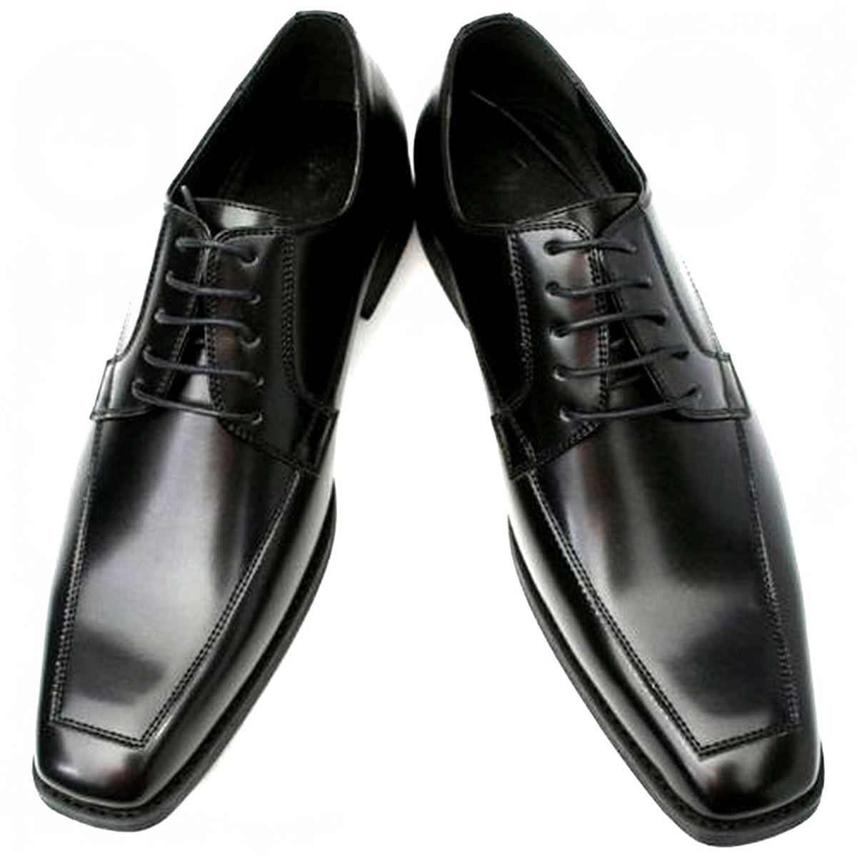 黒 26.5cm お手入れ簡単 雨に強い合皮ビジネスシューズ スタイリッシュ紳士靴 ゆったり幅広 某有名靴メーカー同工場制作 本州送料無料 101_画像3
