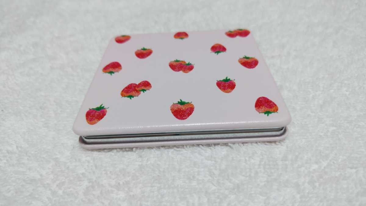 B&#10084; pretty strawberry pattern pink square type compact mirror! new goods unused postage 180 jpy ~