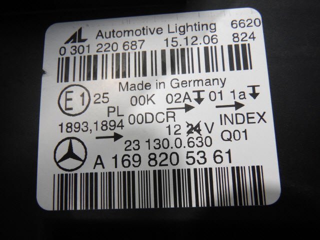 【検査済】 H19年 ベンツ Bクラス CBA-245232 左ヘッドランプ A168205361 ＨＩＤ A168205361、1305630457 [ZNo:04002849] 9355_画像5