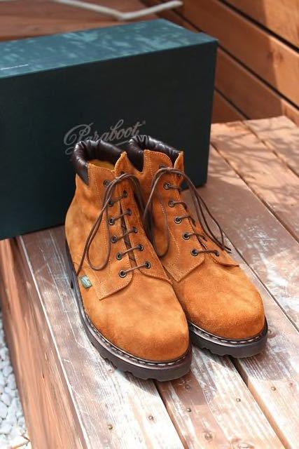 カーキ×インディゴ 希少 PARABOOT AIR CRAFT レザー ワークブーツ 革靴