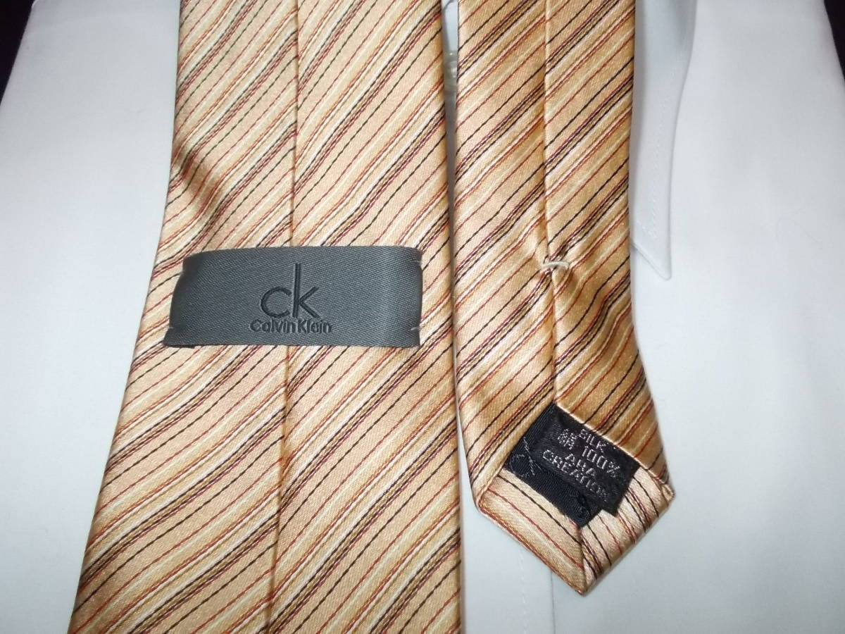 a13*CK Calvin Klein necktie * Calvin Klein necktie silk 100%ARA commercial firm made in Japan stripe 4L