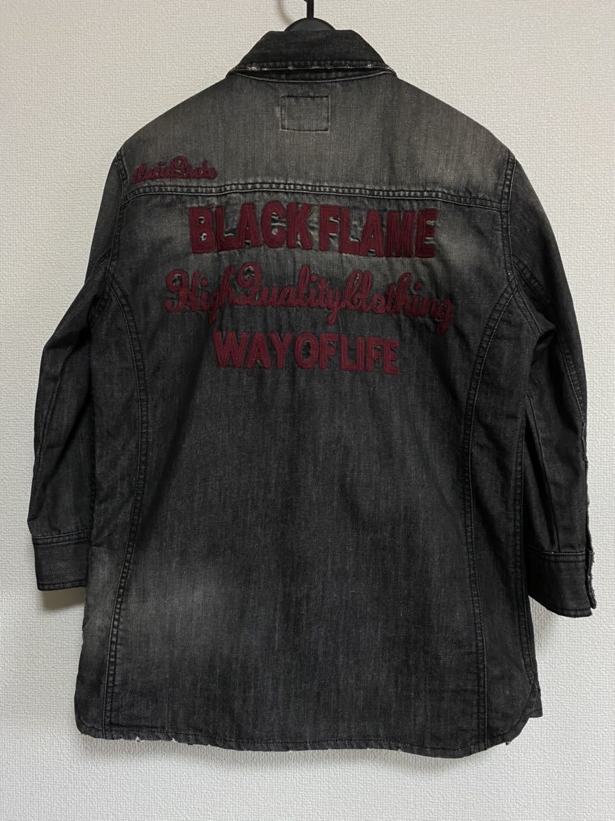 BLACK FLAME ブラックフレイム　デニムシャツ ウエスタンシャツ ブラックデニム　サイズ15 1/2_画像2