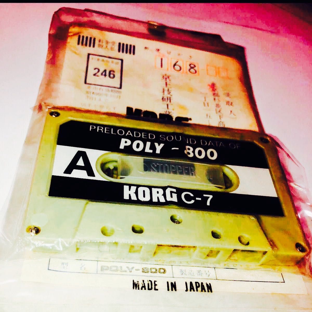 KORG poly-800 シンセサイザー アナログ データ カセットテープ と葉書、保証書付 純正 1980年代 激レア 本体無