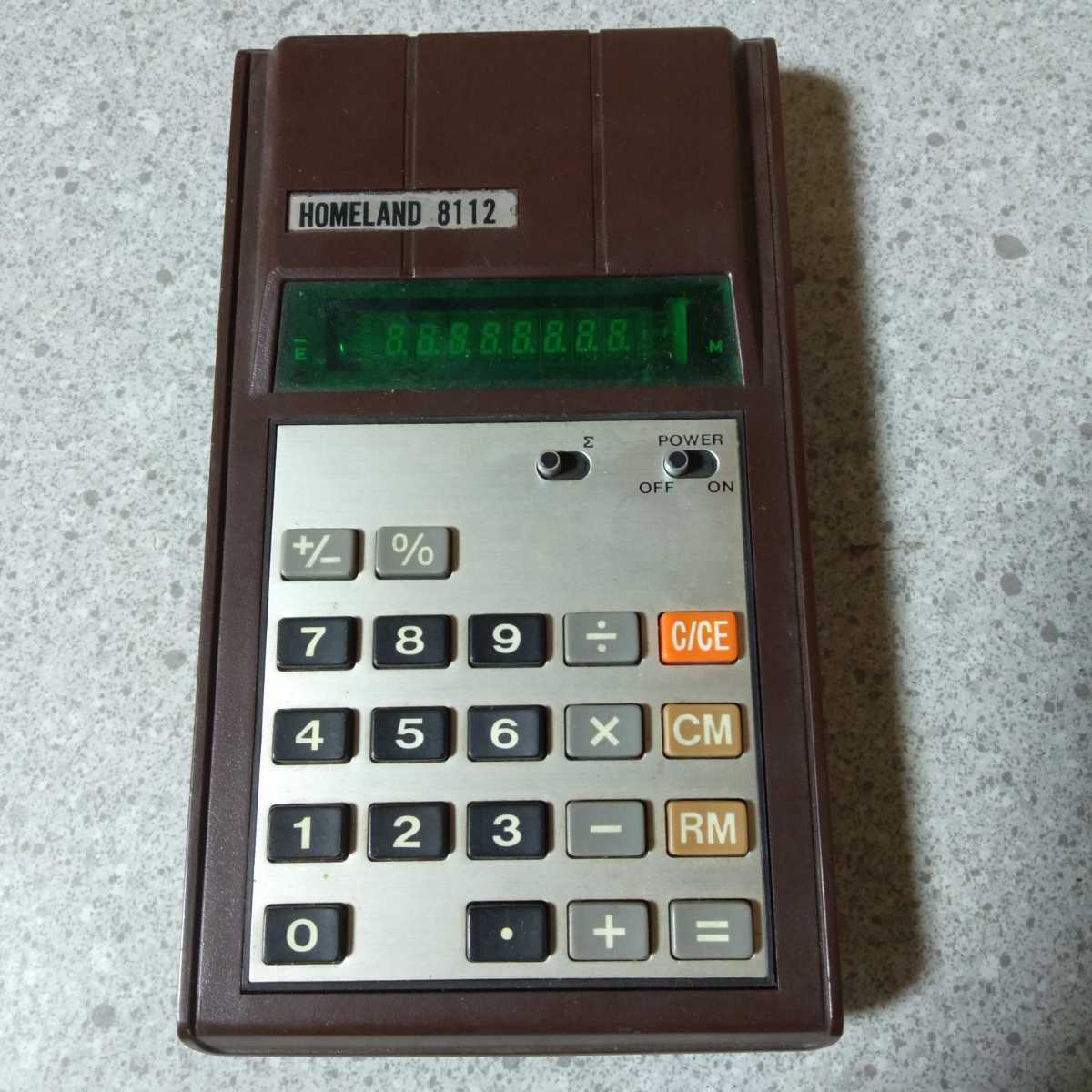 レア！TOSHIBA　東芝　ELECTRONIC CALCULATOR　HOMELAND 8112 電卓 計算機　当時物　昭和レトロ家電 通電確認済み　K-2_画像1