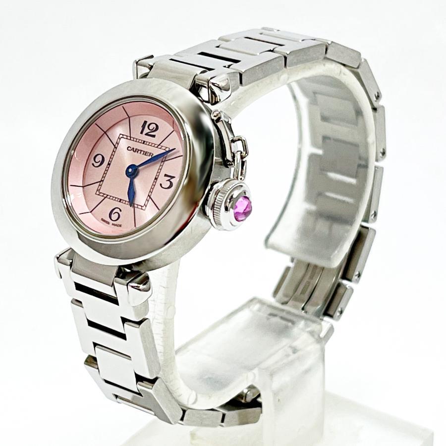  free shipping used Cartier clock CARTIER mistake Pacha W3140008 quartz pink wristwatch lady's inside box attaching 142933