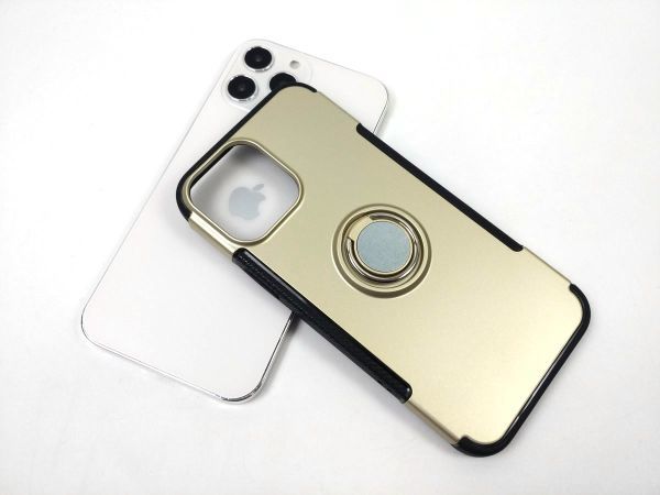 iPhone 13 Pro Max用ケース 落下防止リング付き スタンド ソフトカバー ストラップ対応 ゴールド_画像7