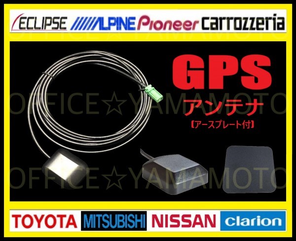 GPSアンテナケーブル(コード)緑角型(内側丸型)アースプレート付 配線ケーブル(約3m) パイオニア カロッツェリア 日産 ナビ AVICシリーズ 3e_画像3