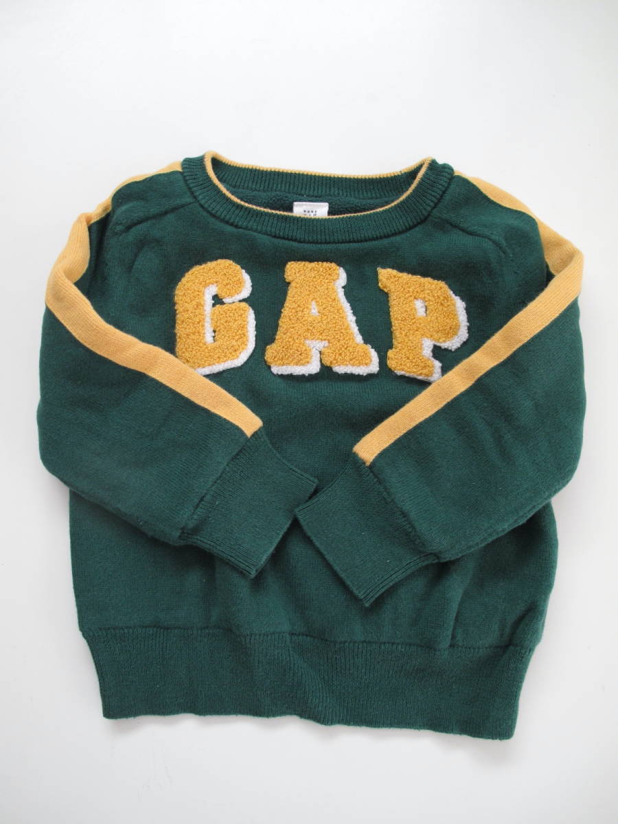 **baby GAP ギャップ ベビー　男の子 長袖ニットトレーナー 暖かい 12-18M 80 緑黄_画像2