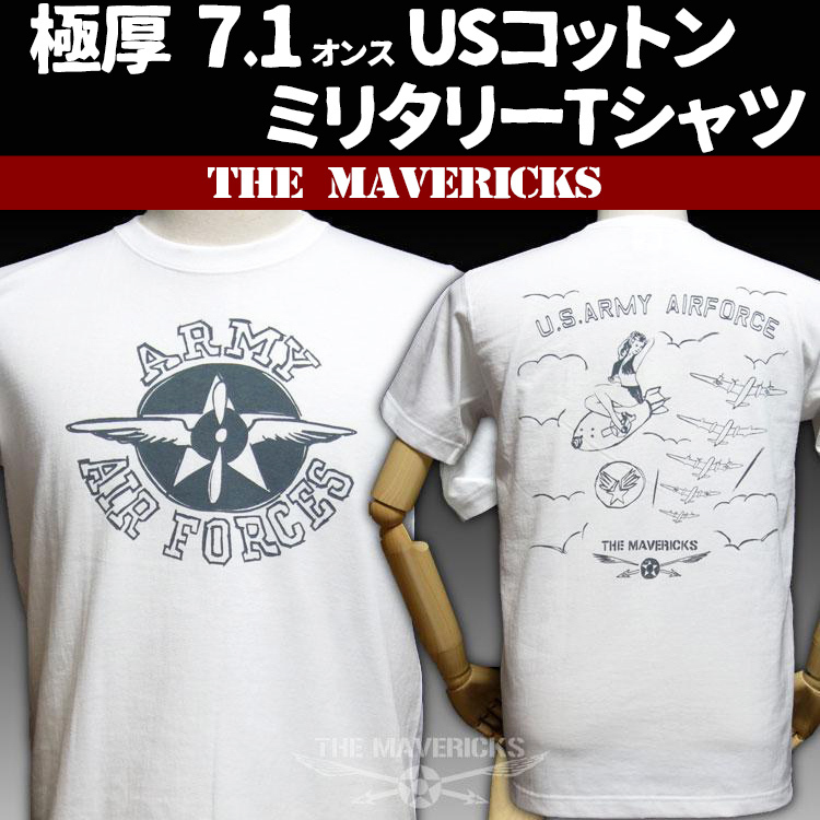 極厚 ミリタリーTシャツ M メンズ ブランド 厚手 ARMY AIRFORCE エアフォース 手書き 白 ホワイト_画像1