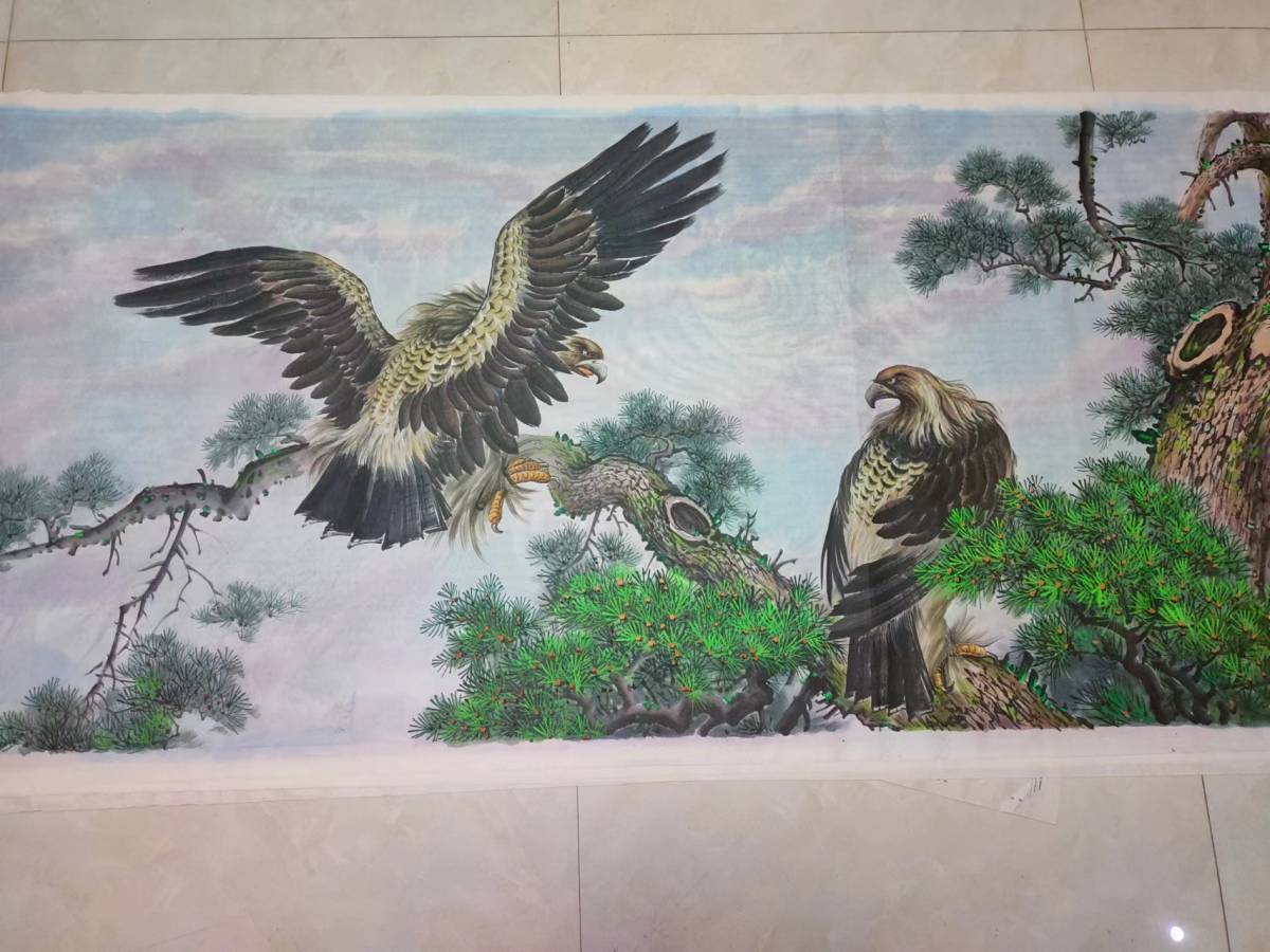 * morning .. one class painter water ink picture watercolor hawk size 238X95cm