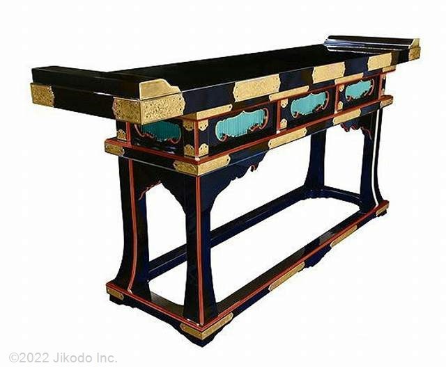 寺院仏具】 黒塗り面朱 高級前机6尺、 国内自社工場製作品( 寺院仏具】 黒塗り面朱 高級前机6尺、 国内自社工場製作品(