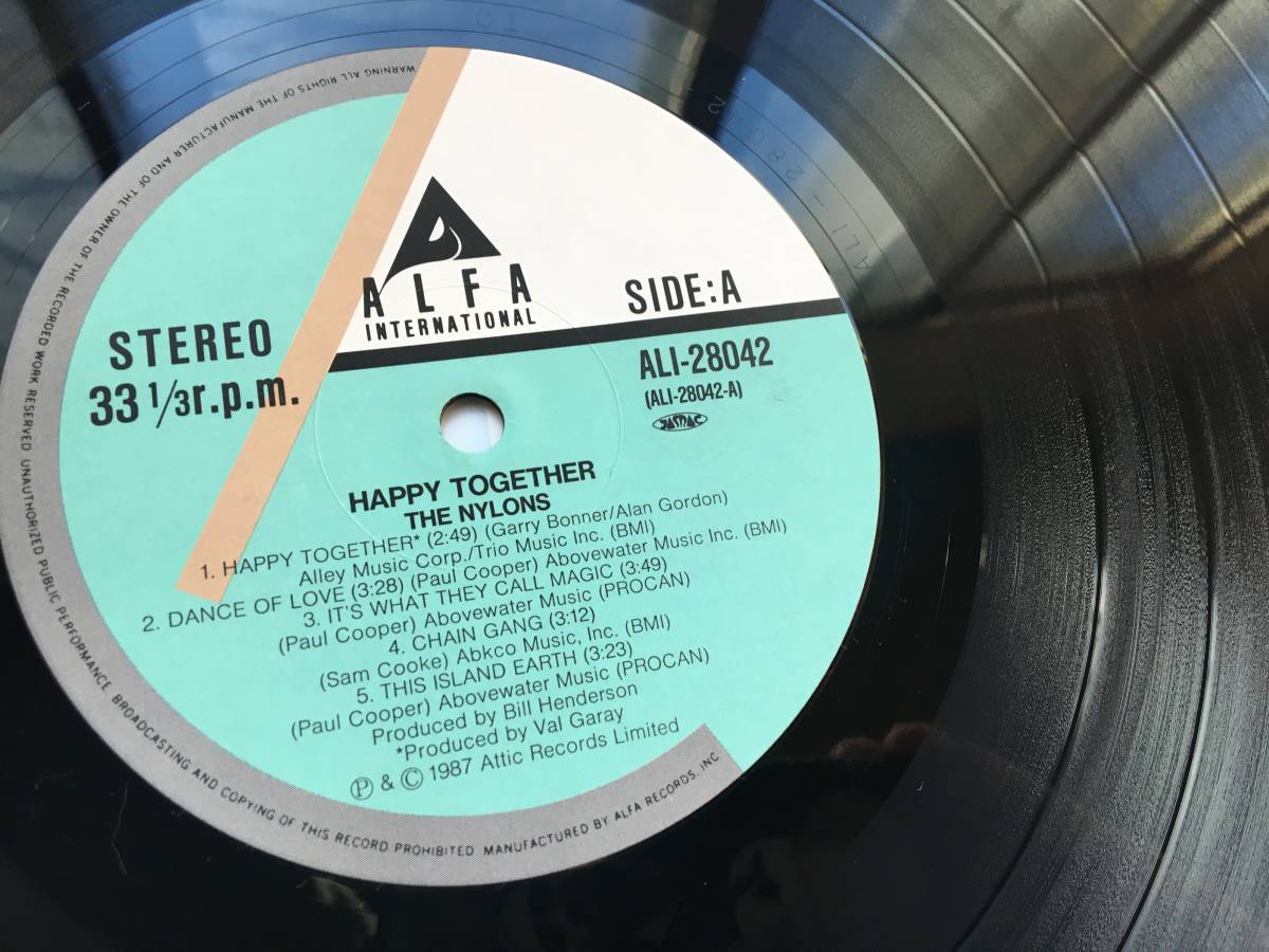 221212●The Nylons - Happy Together/ナイロンズ ハッピー・トゥゲザー/ALI-28042/1987年/12inch LP アナログ盤_画像4