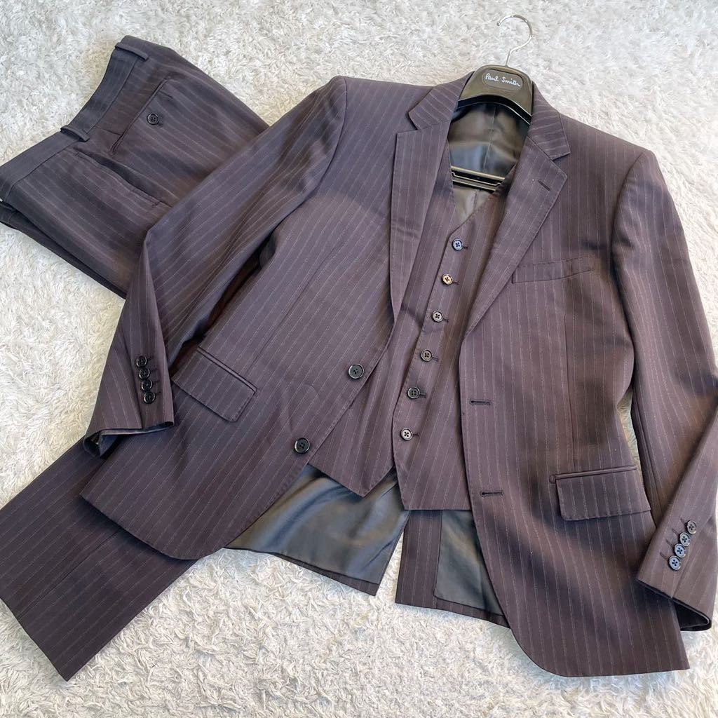 メンズティノラス ３釦 シングルスーツ 織 ストライプ グレー L