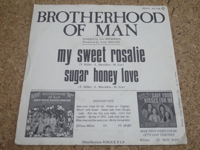 ★ジャケ付きフランス盤！Brotherhood of Man / My Sweet Rosalie / アルバム未収「Sugar Honey Love」収録！_画像2