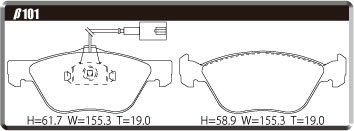 ACRE アクレ ブレーキパッド(センサー付) PC3200(競技専用) フロント Alfa Romeo 159 SEDAN 2.0 JTS β101Z2_画像3