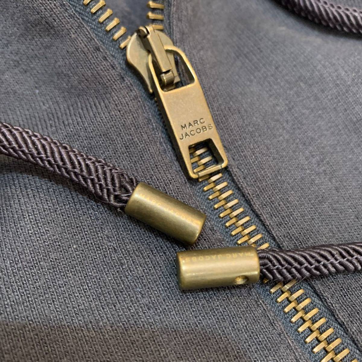 MARC JACOBS スタッズ ジップ レザーヨーク パーカー フーディ - 通販