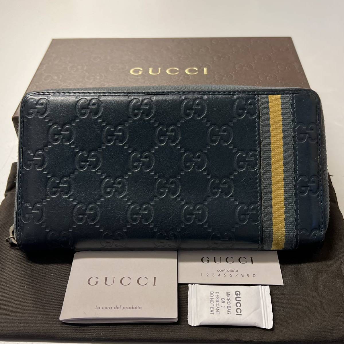 未使用に近い‼️ グッチ GUCCI 財布 長財布 シマレザー ラウンド