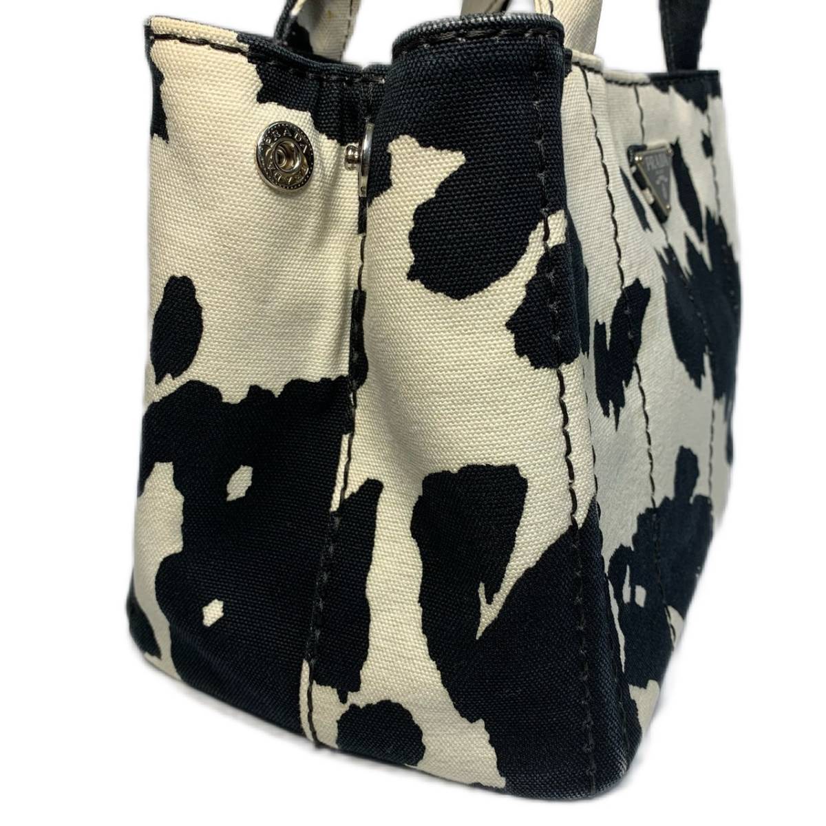 PRADA プラダ ミニカナパ 1BQ439 ホルスタイン キャンバス ハンドバッグ ショルダーバッグ miniカナパ_画像4